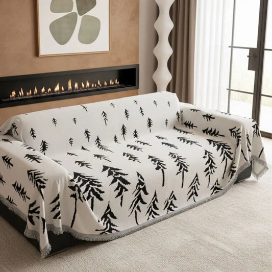 Pet Couch Cover - Pine Trees White