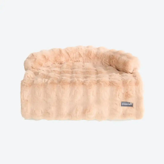 Calming Fluffy Couch Cover Dog Bed - Beige
