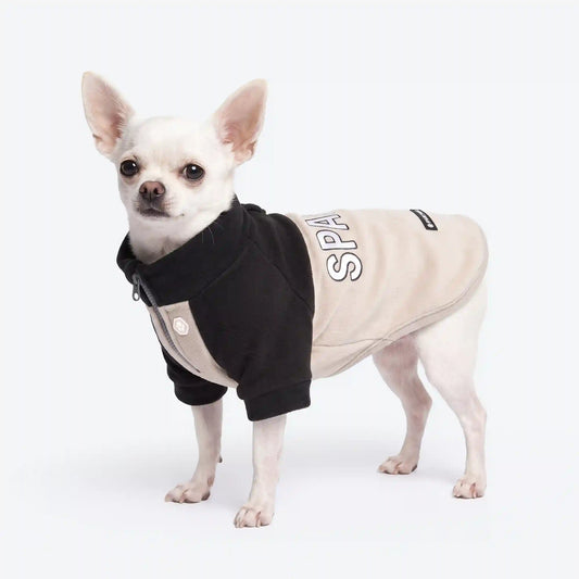 Plush Fleece Dog Sweater - Black Cream