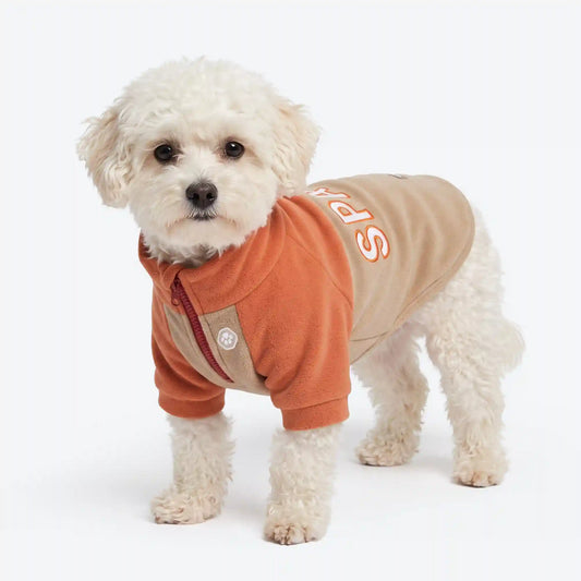 Plush Fleece Dog Sweater - Orange Tan