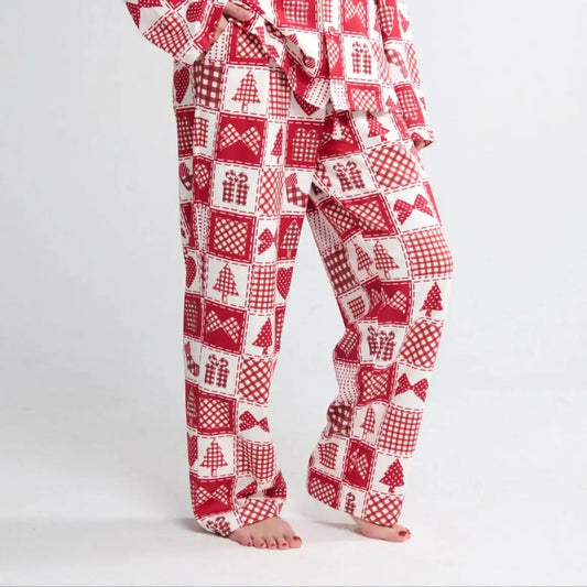 Human Pajama Pants - Festive Patchwork